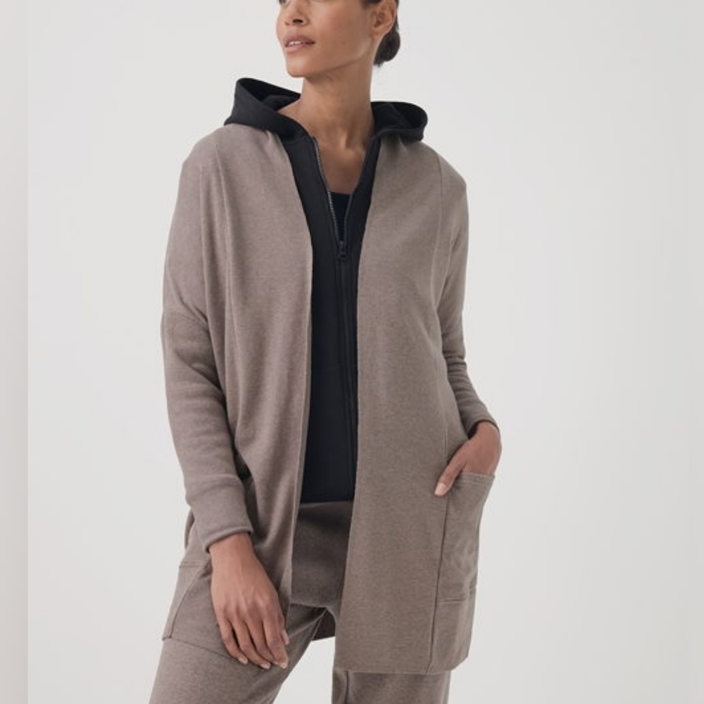 Pact Organic Cotton Airplane Wrap Cardigan Deep Taupe Heather
